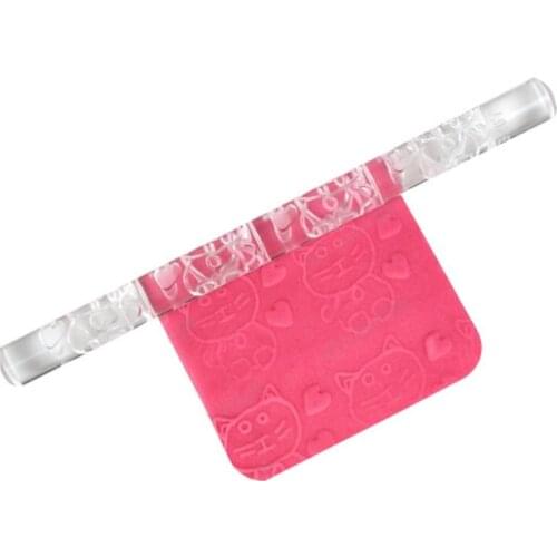 Cat and Hearts Textured Embossed Acrylic Rolling Pins Fondant Cake Decorating Tools