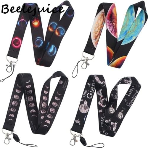 Moon Landing Phase of Planet Moon Lanyard for Keys Phone Cool Neck Strap Lanyard for Whistle ID Badge Cute webbings ribbons Gift