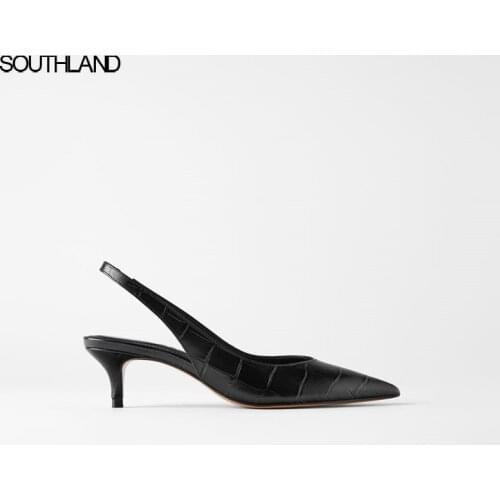 SOUTHLAND Soft Leather Pumps Shoes Woman Comfortable Square Toe Strange Heel Sandals For Women Pure color Office Lady shoes