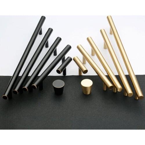 Modern Cabinet Knobs and Handles Solid Brass Kitchen Door Handles Furniture Handle Black Gold Drawer Knob