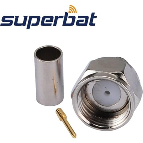 Superbat 10pcs F 75 Ohm Crimp Plug RF Coaxial Connector Straight for Cable RG58 RG400 RG142 LMR195