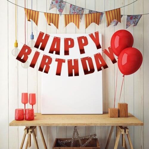 Kids Adult Happy Birthday Party Decoration Gold Silver Pink Happy Birthday Flags And Banners Wall Hanging Bunting 1st Birthday