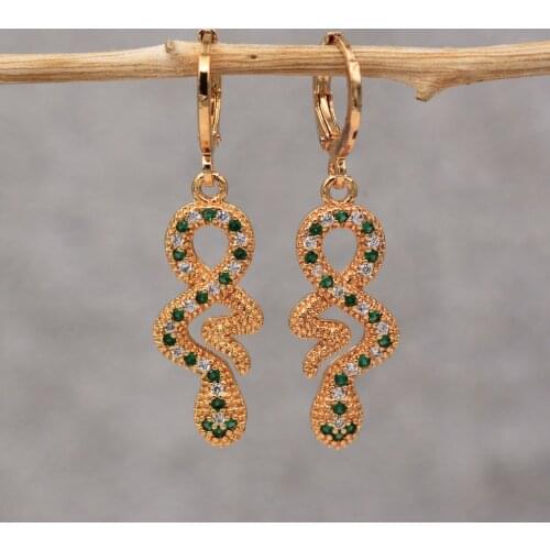Dangle Drop Earrings Green Cubic Zirconia Animal Copper Earring For Women Fashion Jewelry Accessories Wedding Anniversary Gift