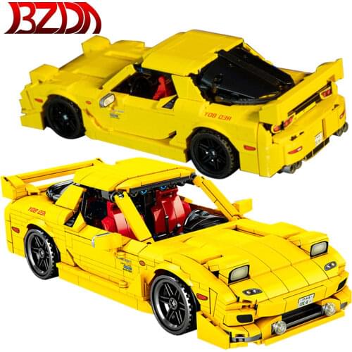 SEMBO City High-tech Racing Car Building Block Classic Pull Back Vehicle MAZDA RX7 Model Bricks Gifts Diy Toys For Children Boys