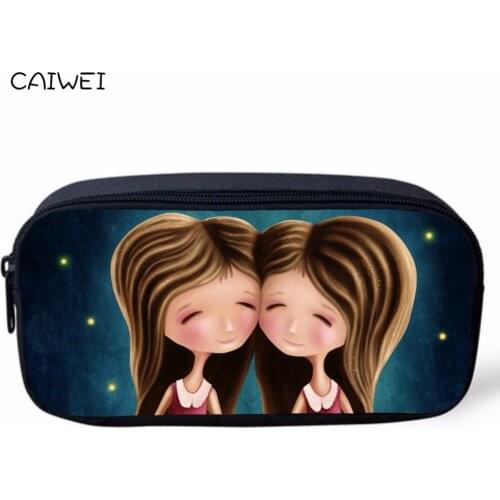 Women Travel Make Up Cosmetic Bag 12 Constellation Pen Bag Multifunction School Kids Boys Girls Pencil Bag Gemini Makeup Holder