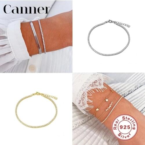 Canner 925 Sterling Silver Tennis Bracelets CZ pulseras mujer Charm Bracelet For Women Fine Jewelry bransoletki damskie 2020 W5