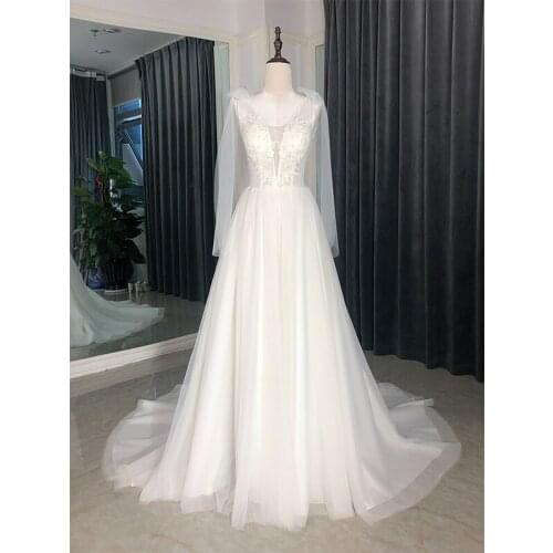 SL-8155 boho wedding dress 2021 lace pearls simple elegant beach cheap longue femme fluide pretty vestido novia bridal gown