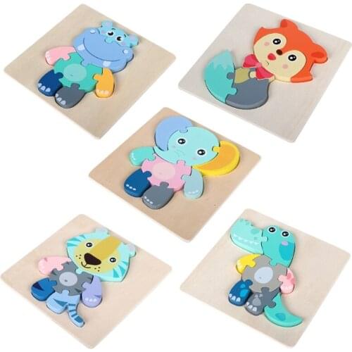 1Set 5Pattern 3D Puzzles Toddler Montessori Educational Puzzle Early Learning Jigsaw Toy Teaching Tangram Interactive Puzzle