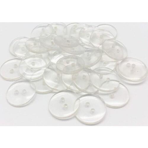 100pcs 18mm Clear Transparent Resin Buttons With 2 Holes Round Sewing Accessories For Baby Shower Crafts Scrapbooking