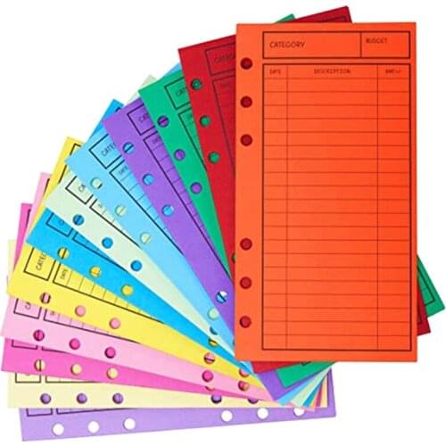 12 Budget Envelopes, Card Cash Envelope System, Save Money, Various Colors, Vertical Layout and Perforation