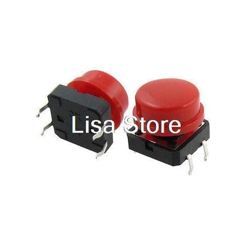 20pcs Red Momentary Tactile Push Button Switch 4 Pin DIP Through Hole 12x12x15mm