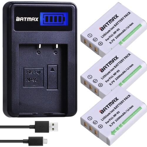 3Pcs NP-95 NP95 NP 95 Camera Battery + LCD USB Charger for FUJIFILM NP-95 F30 F31 F30fd F31fd 3D W1 X100T X100S X100 X-S1 3DW1
