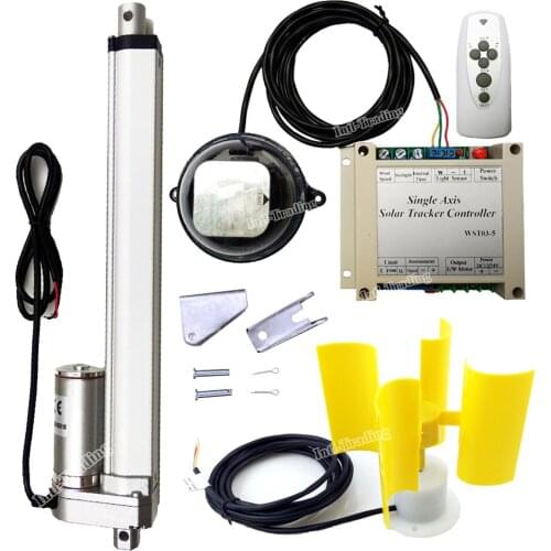 4mm/s 12V PV Solar Tracker W/ 10" DC Linear Actuator Motor W/ Wind Speed Sensor W/ Controller Single Axis Sunligt Tracking Track
