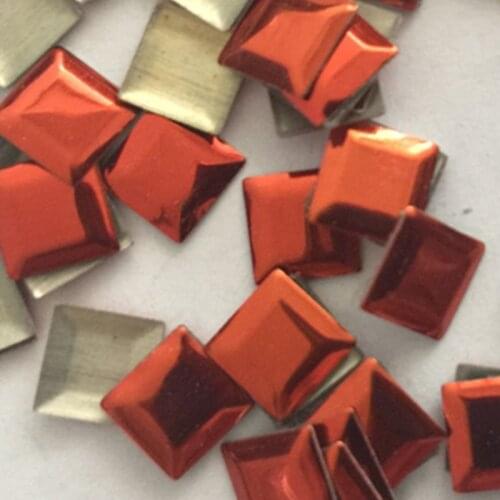 500pcs 5*5mm Orange Square Hotfix Studs Flat Back Iron On Nailhead Metalic Glue FlatBack Rhinestuds For DIY Clothing Accessories
