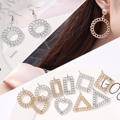 Exaggerated Retro Metal Wind Geometry Circle Heart DIY Handmade Earrings Accessories Necklace Pendant Jewelry Material 8pcs