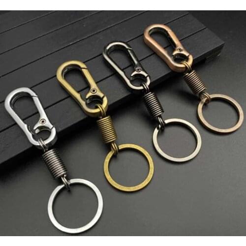 Bag Keychain Key Ring Spring Gourd Buckle Belt Clip Loop Metal Chain Men Fashion Stainless Steel Car Keychain Bag Accessories
