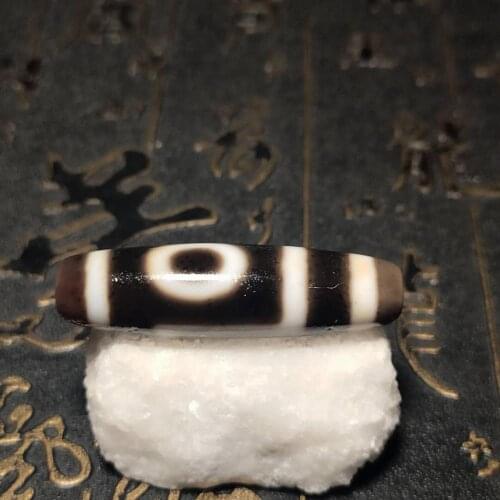 Tibetan Black/white Polyline 2 eyes DZI BEADS 11*40mm Old Agate Beads Men&women Upscale Jewelry Necklace Pendant Free Shipping