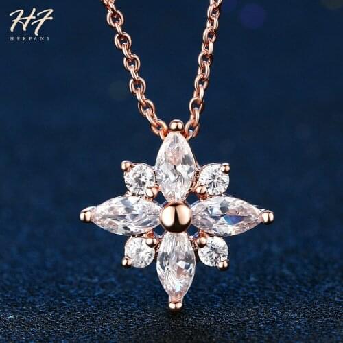 Top Quality Rose Gold Color Cross Sharped Chain Pendant Necklace Fashion CZ Crystal Wedding Jewelry for Women HotSale N400