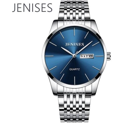 Mens Watches Black Steel Waterproof Quartz Wristwatch Male Clock Date Week Dual Display Watch Men Hour Casual BusinessMan Watch