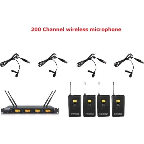 Four Channel UHF wireless lapel microphone system for teachers
