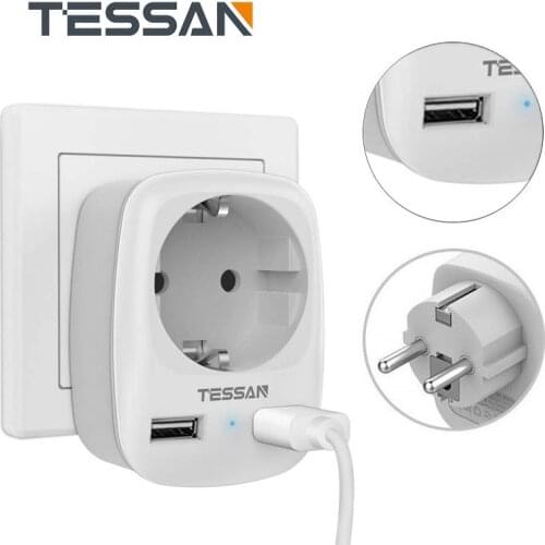 Travel Adapter Socket Extender With Multi Outlet 2 USB Ports Plug Wall Charger For DE/EU Universal Travel Converter