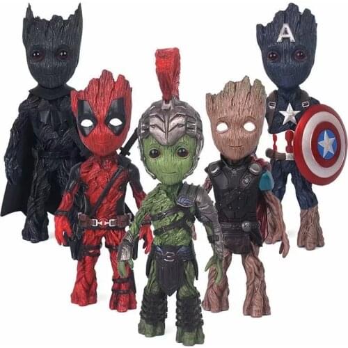 Marvel Guardians of The Galaxy Avengers Treeman As Thor Deadpool Captain American Hulk Venom Figure Model Toys