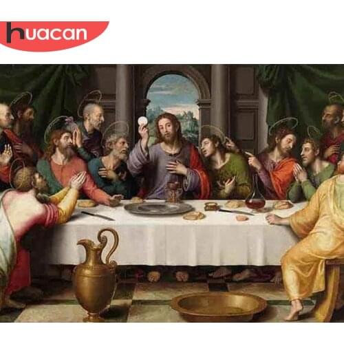 HUACAN Diamond Painting The Last Dinner Portrait Religion Jesus Cross Stitch Kit Home Decoration Full Square Drill Handcraft