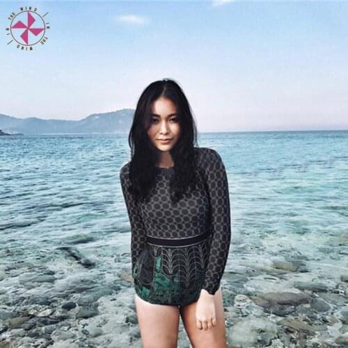 In The Wind Women Rashguard Sexy Backless One piece Swimsuit Surfing Swimwear Push up Padded Long Sleeves Swimsuit