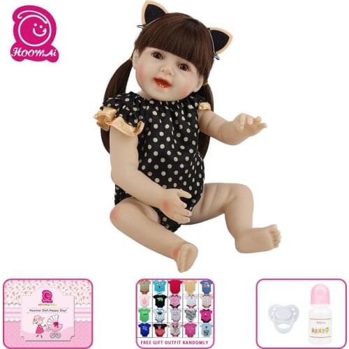 Hoomai Smiley face reborn Baby Doll with long hair Dolls For Children Birthday Gift Shower Toy
