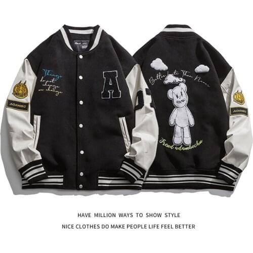 2021 New Spring&Autumn Oversize Loose Baseball Jacket Leather Sleeve Womens Coat Mens Varsity Bomber Unisex Couple Chic Street