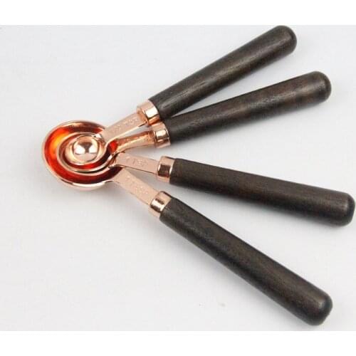 Household baking measuring spoon rose gold black walnut 4 piece set measuring spoon