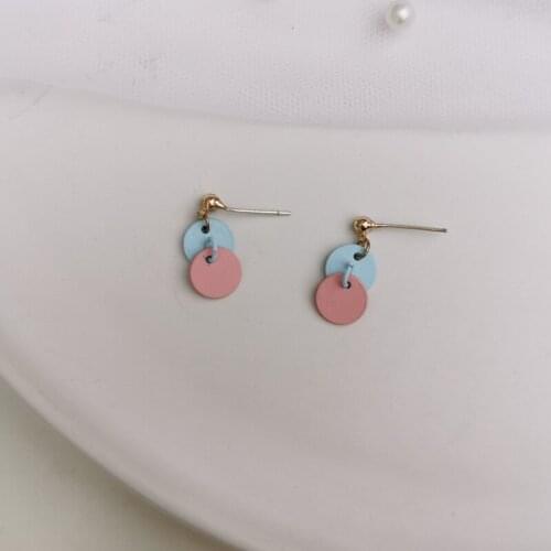 Cute Korean Acrylic Geometric Round Earrings New Creative Exaggerated Fashion Simple Earrings Female Jewelry Gift