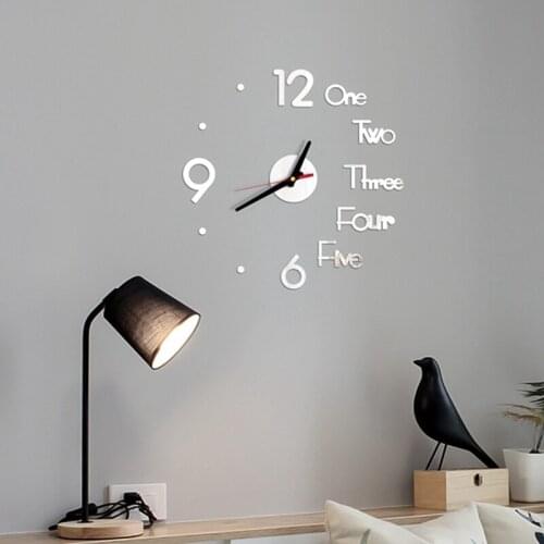 1pc Modern Design Wall Clock 3D DIY Quartz Clocks Acrylic Mirror Stickers Living Room Home Decor Removable Wall Clocks Sticker
