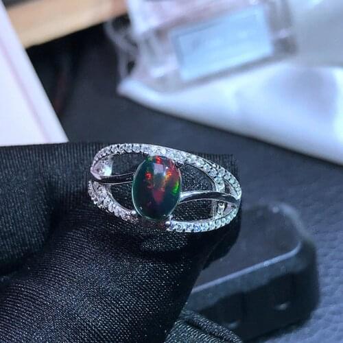 Natural Black Opal Gemstone Wide Ring Face Ring S925 Pure Silver Fine Fashion Charming Wedding Jewelry for Women Free Shipping