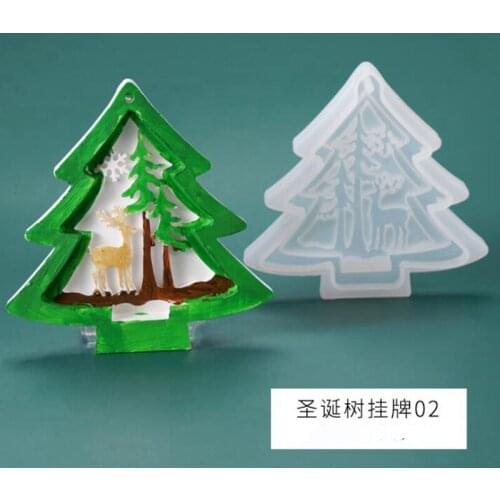 New transparent silicone mold Christmas tree resin decoration craft DIY decoration mold epoxy resin mold