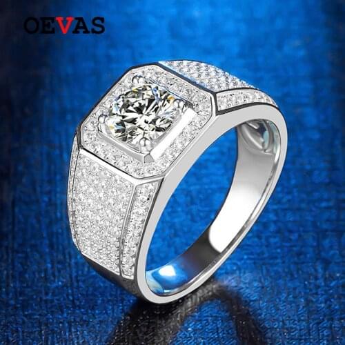 OEVAS Sparkling Real 1 Carat D Color Moissanite Wedding Ring For Men 100% 925 Sterling Silver High Carbon Diamond Fine Jewelry