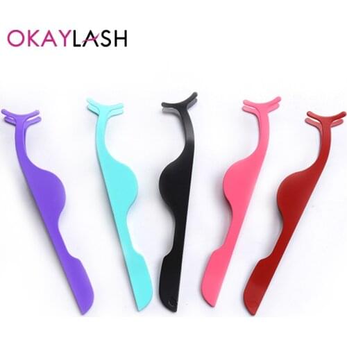OKAYLASH Fake Lash Applicator Pink Purple Red Light Green Eyelash Tweezers Clip Beauty Makeup Tool Eyelash Curler
