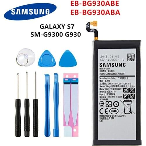 SAMSUNG Orginal EB-BG930ABE EB-BG930ABA 3000mAh Battery For SAMSUNG GALAXY S7 SM-G9300 G930F G930A/L/V G9308 G930L G930P +Tools