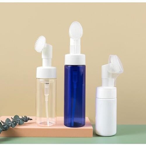 Soap Foaming Bottle Facial Cleanser Foam Maker Bottle with Silicone Clean Brush Portable Facewashing Mousse Foam Bottles