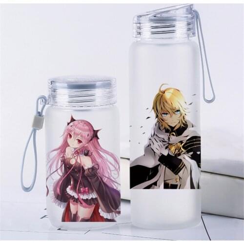 360ML / 500ML Anime Seraph of the end Cartoon Printed Portable Glass Water Bottle Travel Cup Cosplay Prop for Boy Girl 1pcs