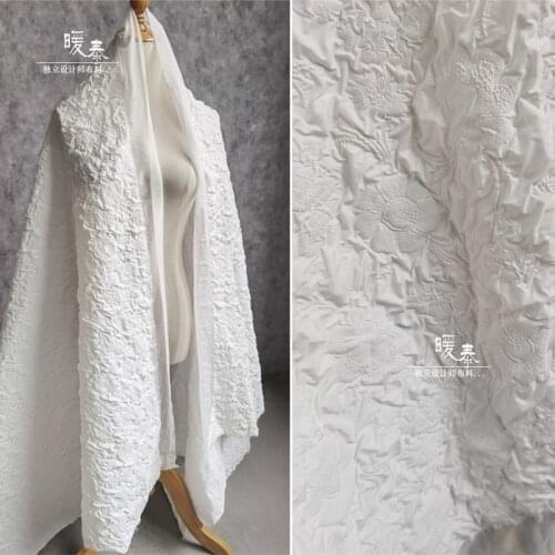 Pleated Fabric White Petal Texture Reprocessed Concave Convex DIY Decor Sewing Skirt Shirt Dress Clothes Designer Fabric