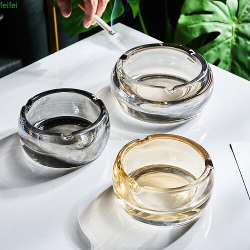 Clear Glass Container Glass Decoration Glass Ashtray Minimalist Modern Style Living Room Office Home Decoration Smoke Tray