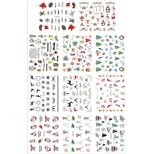 11 PCS / LOT SIMULATION SELF-ADHESIVE 3D NAIL TATTOOS STICKER FLOWER CHRISTMAS XMAS SOCKS POTTED PLANT BELL SANTA E875-885