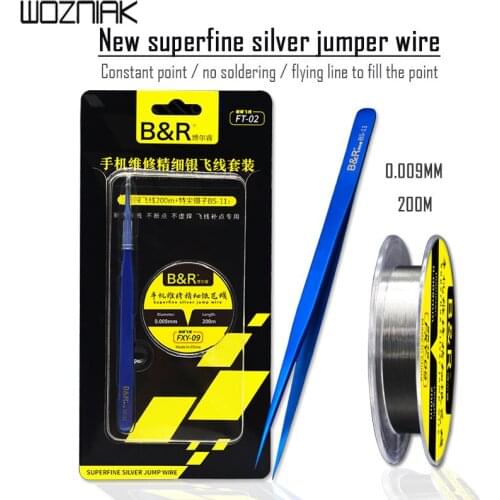 0.009mm 200m Silver Jump Wire Fingerprint Tweezers PCB Fly Line Fingerprint Repair Fly Line Mobile Phone Computer Repair Tool