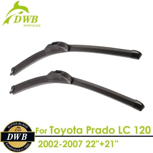 Wiper Blades for Toyota Prado LC 120 2002-2007 22"+21", 2pcs free shipping, Bracketless Wipers