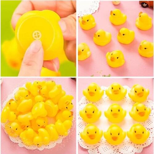 Ttnight 10pcs/set Mini PVC Yellow Duck Toys Baby Water Game Playing Squeeze-sounding Dabbling Duckie Toys Baby Bath Cool Toy