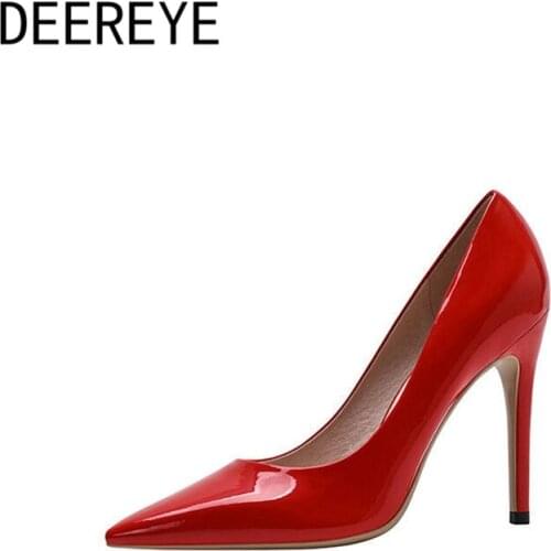 Sexy Womens Pumps Patent Leather Vintage Stiletto Autumn Spring Summer 2021 High-Heeled 6/8/10CM Pointed Toe Solid Office Shoes