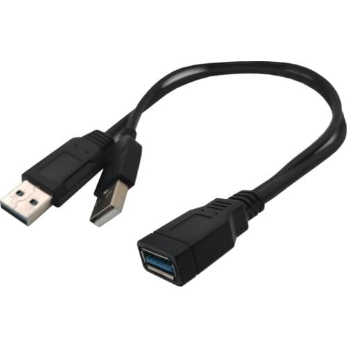 USB 3.0 A Male to USB Female 2 Double Dual Power Supply USB Female Splitter Extension Cable HUB Charge for Printers