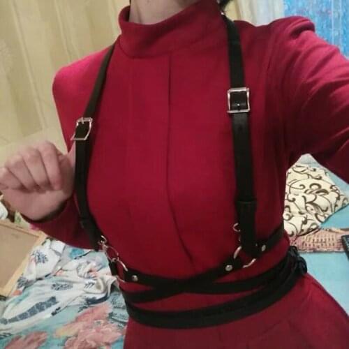 Gothic Punk Women Sexy leather Garter adjustable corset body Harness Bondage Shoulder Waist Straps Chest Belt Suspenders
