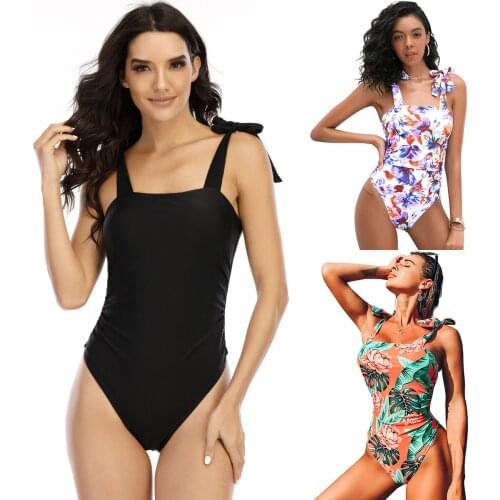 Vintage Black Halter One-piece Swimsuit for women Backless Sexy Swimwear Plus Size Monokini Bathing Suits Beach Swim Suit